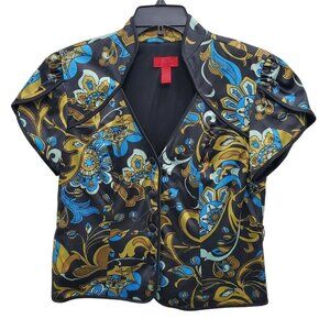 JS‎ Collections Women's Multicolor Paisley Cheongsam Qipao Neck SS Jacket US 12